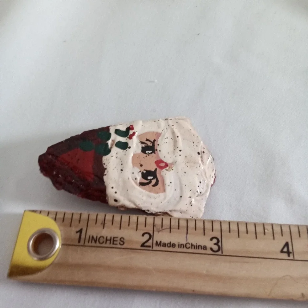 Vintage Santa Claus Christmas Pin Brooch Lot 3pc Folk Art Crescent Moon Holiday